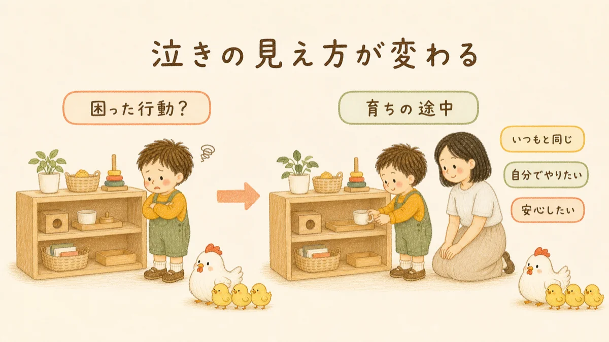 イヤイヤや泣きも、敏感期の視点では困った行動だけでなく育ちの途中として見えることがある