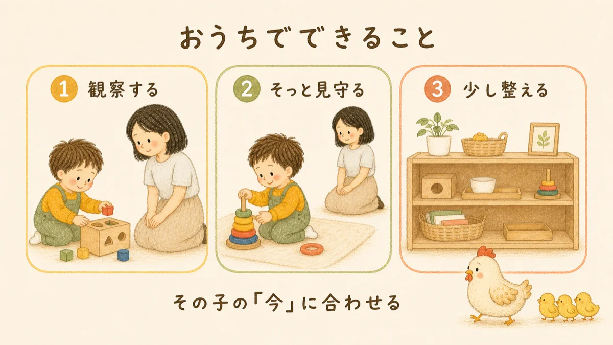敏感期をおうちで活かすには、観察する・そっと見守る・少し整える。その子の今に合わせる