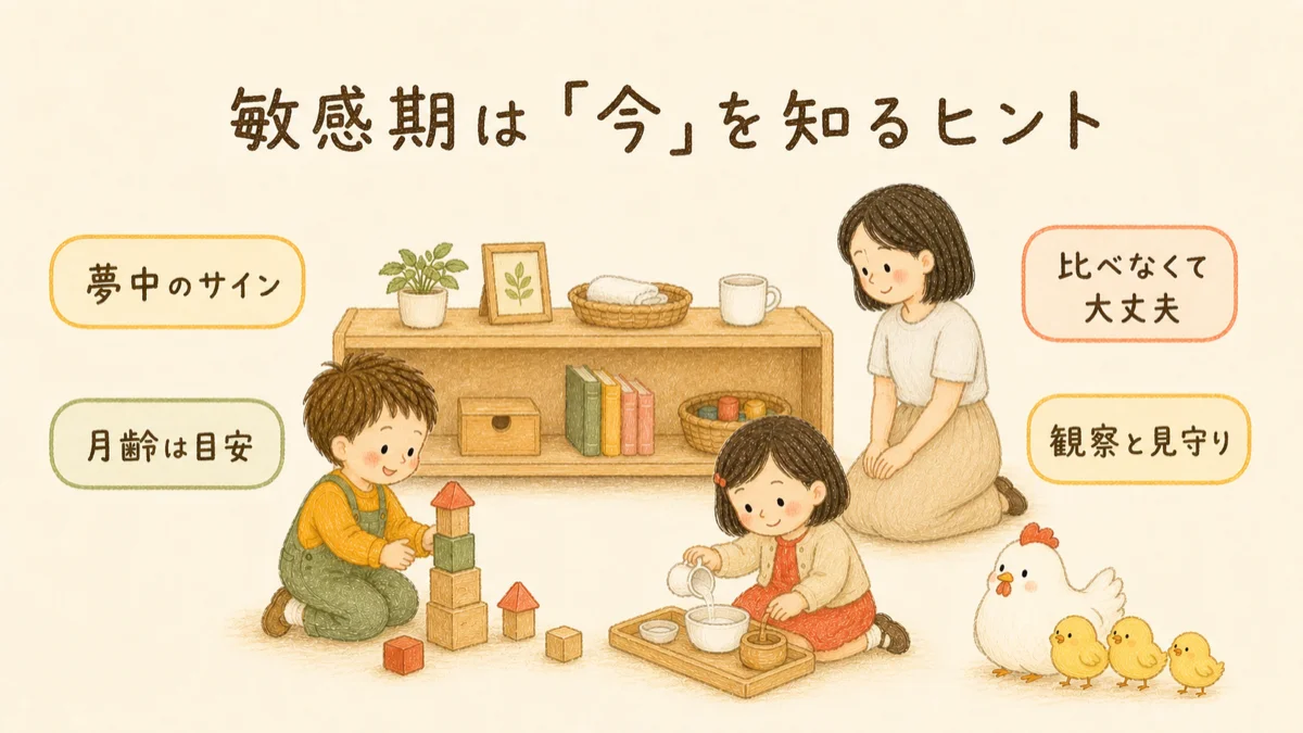 敏感期は今を知るヒント。夢中のサインを見つけ、月齢は目安として、比べず観察と見守りを大切にする